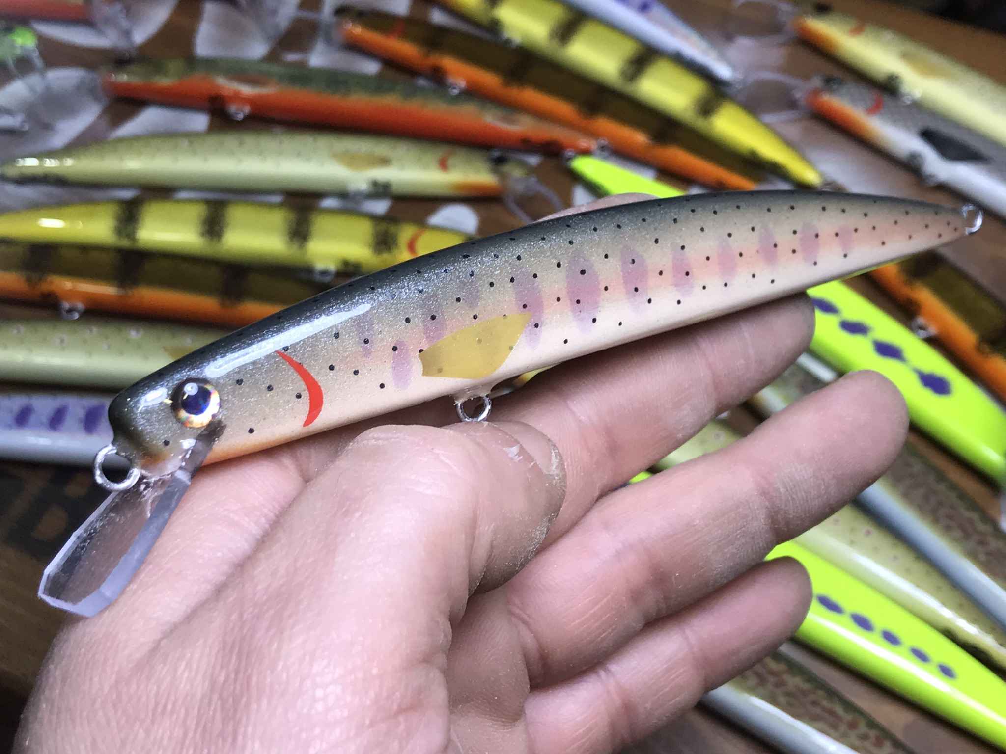 artificiali artigianali pesca spinning long jerk fiume lago trote marmorata cavedani black bass lucci luccio perca aspi siluri trota marmorata persico trota barracuda serra spigola tonno leccia made lures made italy