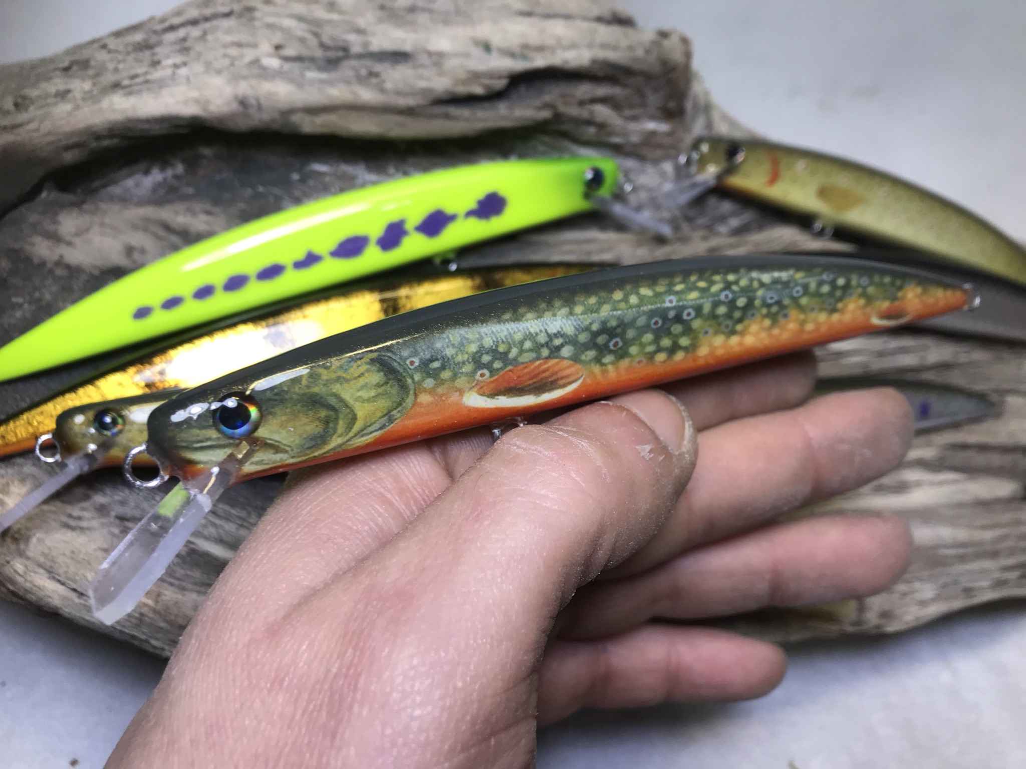 artificiali artigianali pesca spinning long jerk fiume lago trote marmorata cavedani black bass lucci luccio perca aspi siluri trota marmorata persico trota barracuda serra spigola tonno leccia made lures made italy